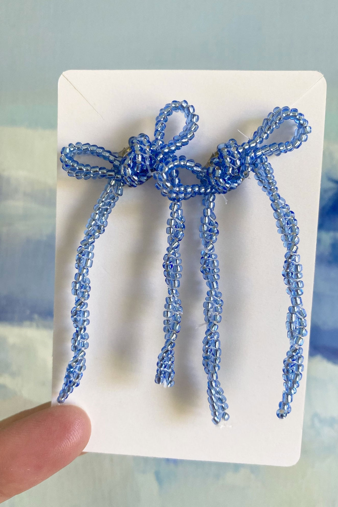 Bow beaded earrings by Sewcialite 