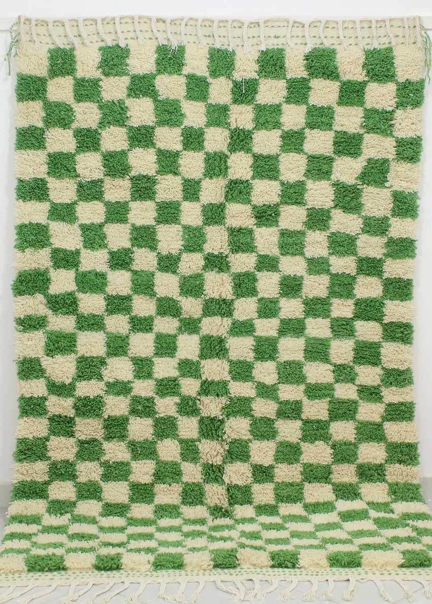 Moroccan green checkered rug from Beldihand also available in a gorgeous pink! | etsy rugs