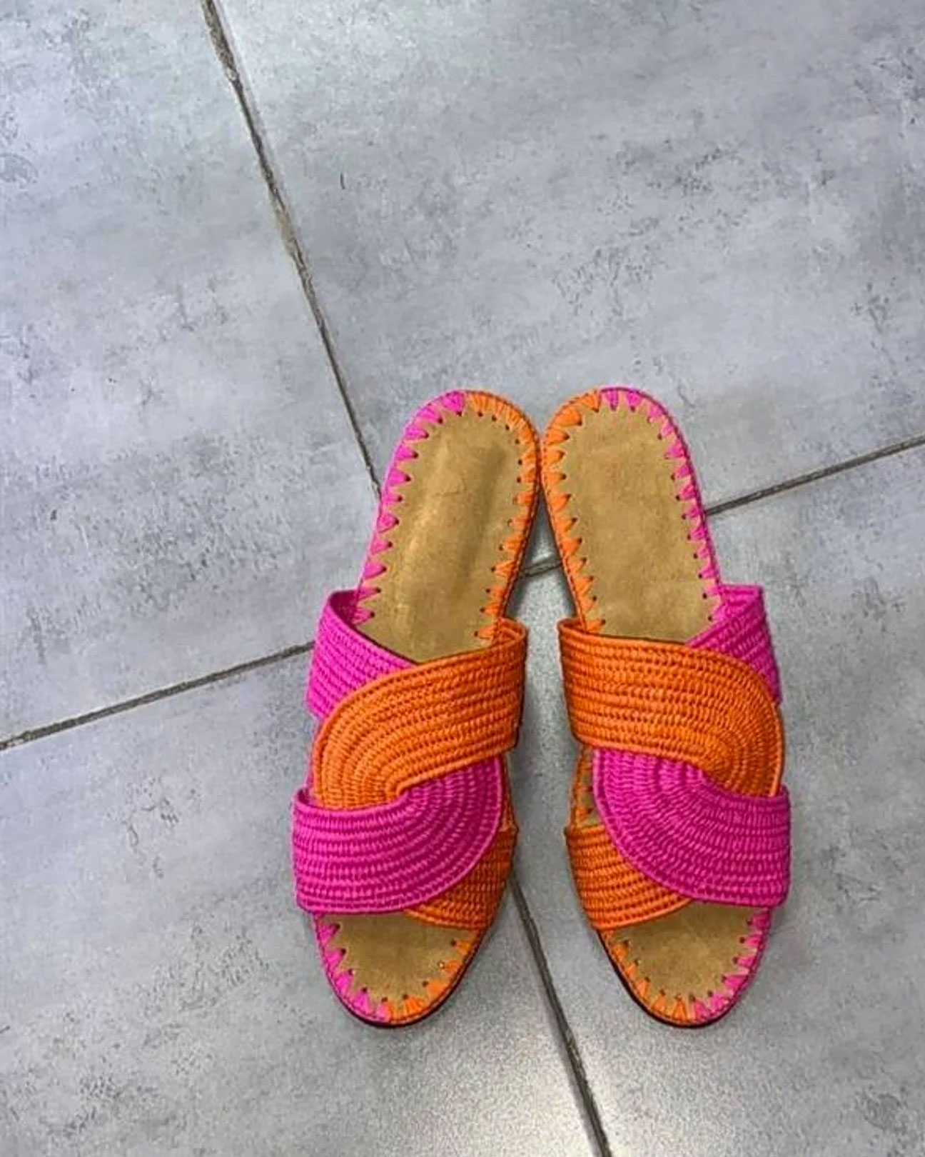 chokranmaroc hot pink and orange slides