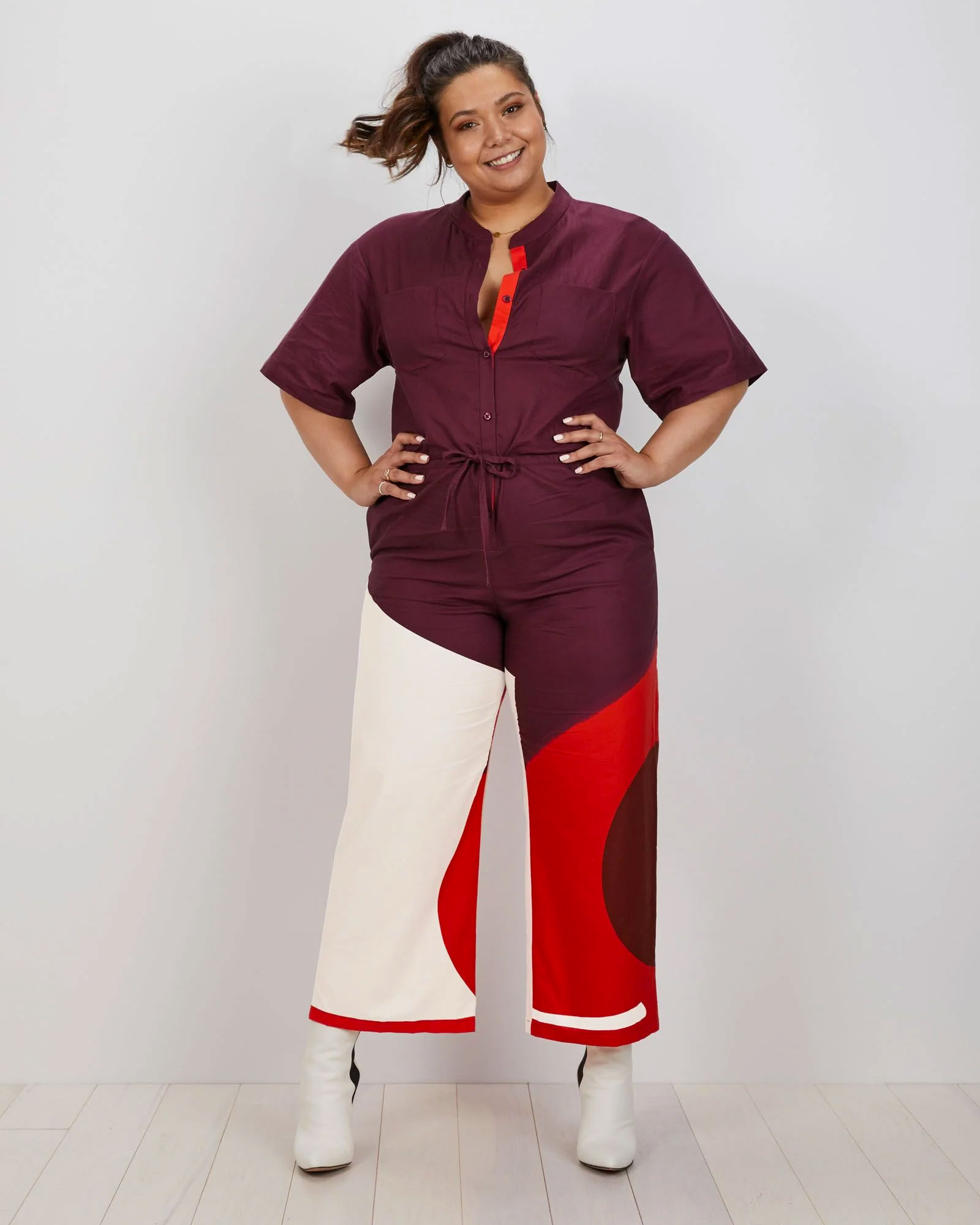 woman in the kit issa jumpsuit - ethical brands like zara